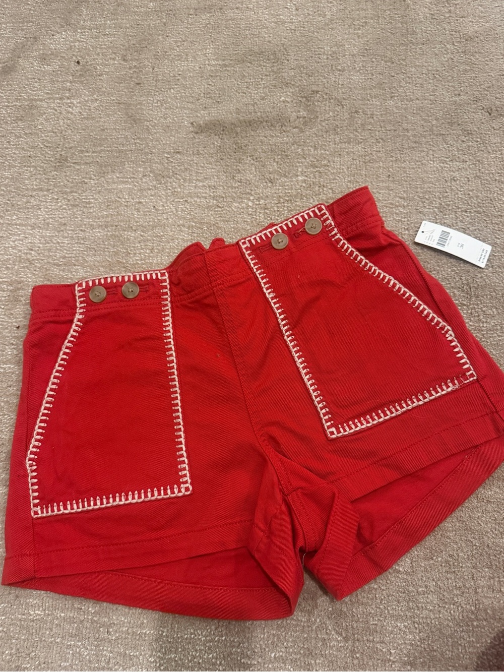 Pilcro The Kit High-Rise Whipstitch Utility Shorts